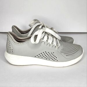 Crocs LiteRide Pacer Sneakers Gray White Women's 5